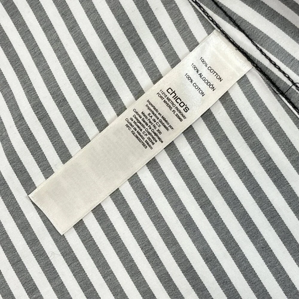 SOLD NWT CHICOS Size 0P Petite Small No-Iron Long Sleeve White Striped Shirt - Picture 12 of 16
